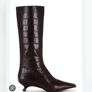 Jeffrey Campbell Dark Brown Croc-Embossed Boots
